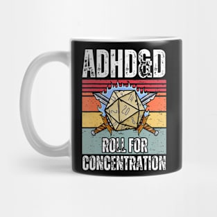 Retro Vintage ADHDD Roll For Concentration Funny Gamer Mug